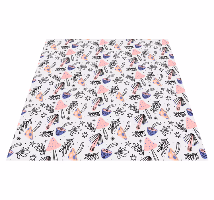 Flower vinyl rug with classic mushrooms and flowers - TenStickers