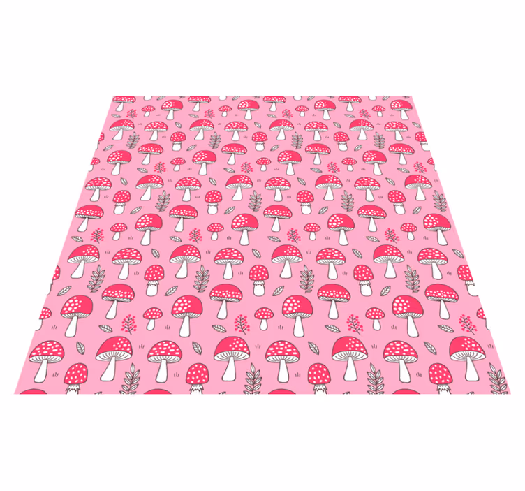 Flower vinyl rug with classical mushrooms and plants - TenStickers