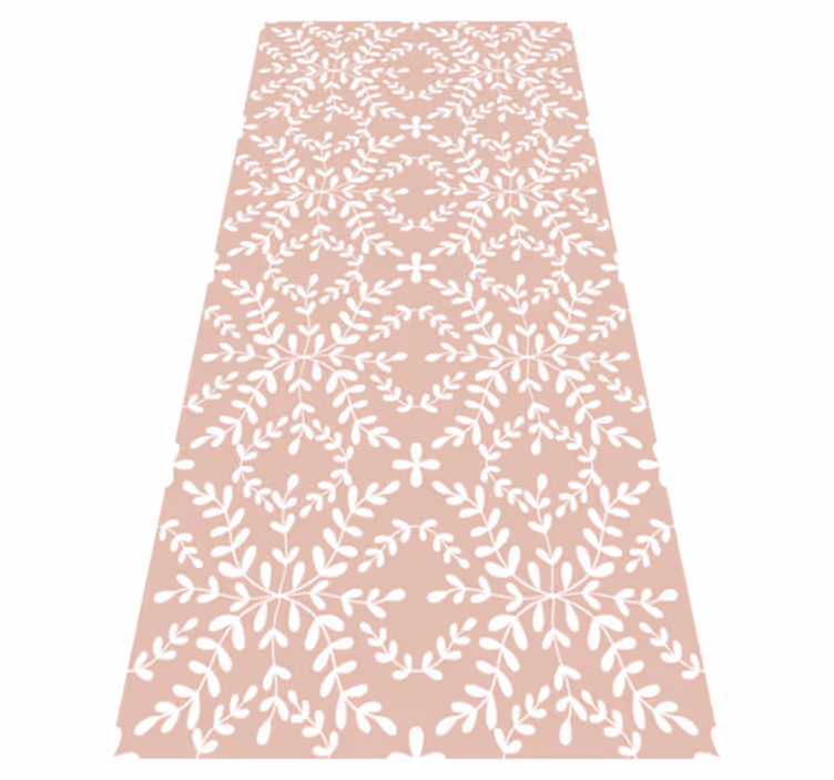 Flower vinyl rug with vintage leaf design - TenStickers