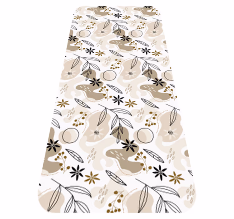 Flower vinyl rug with stylish pink and beige leaves - TenStickers