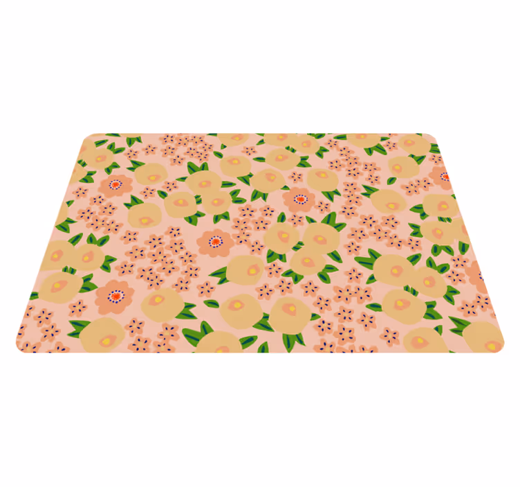 Flower vinyl rug with original floral pattern in peach tones - TenStickers