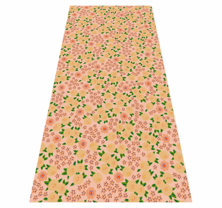 Flower vinyl rug with original floral design in peach - TenStickers