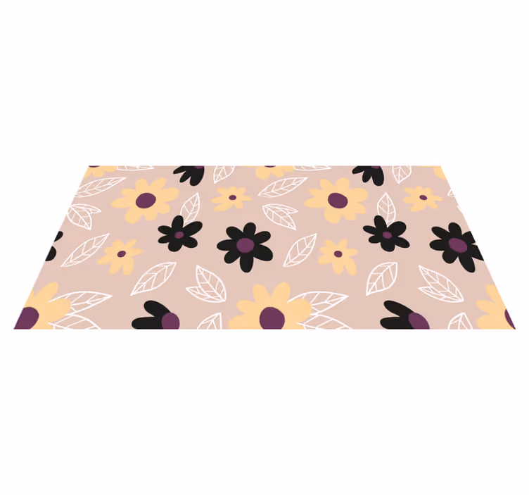 Flower vinyl rug colorful modern flowers beige background - TenStickers
