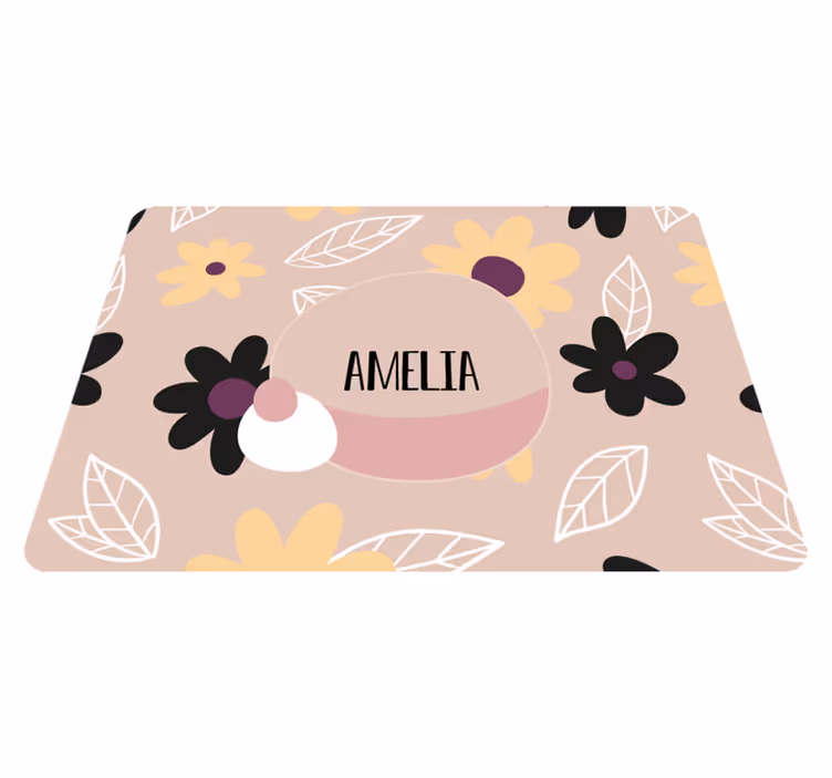 Flower vinyl rug colorful modern flowers beige background - TenStickers