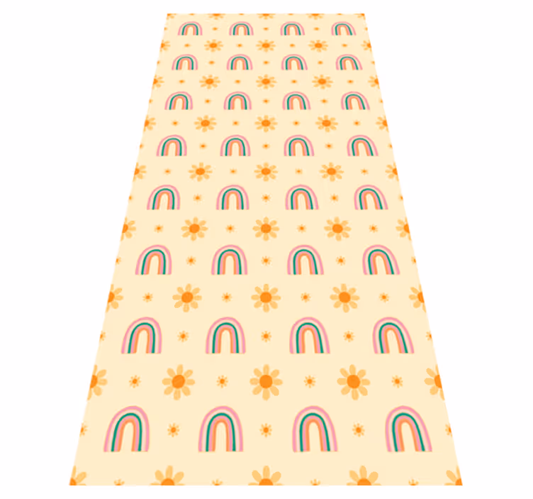 Flower vinyl rug in bloom and colorful arcs - TenStickers