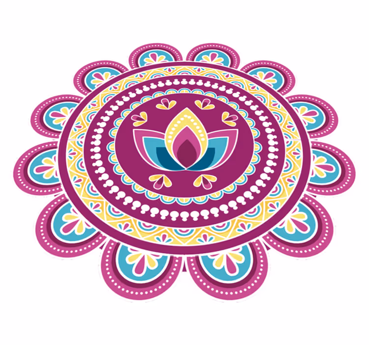 Flower vinyl rug colorful lotus mandala - TenStickers