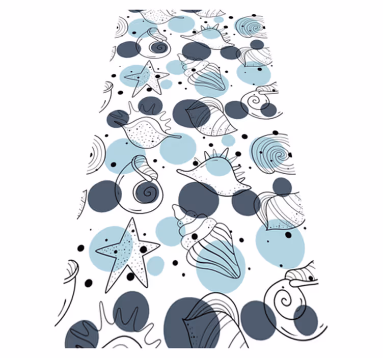 Flower vinyl rug with trendy shell designs - TenStickers