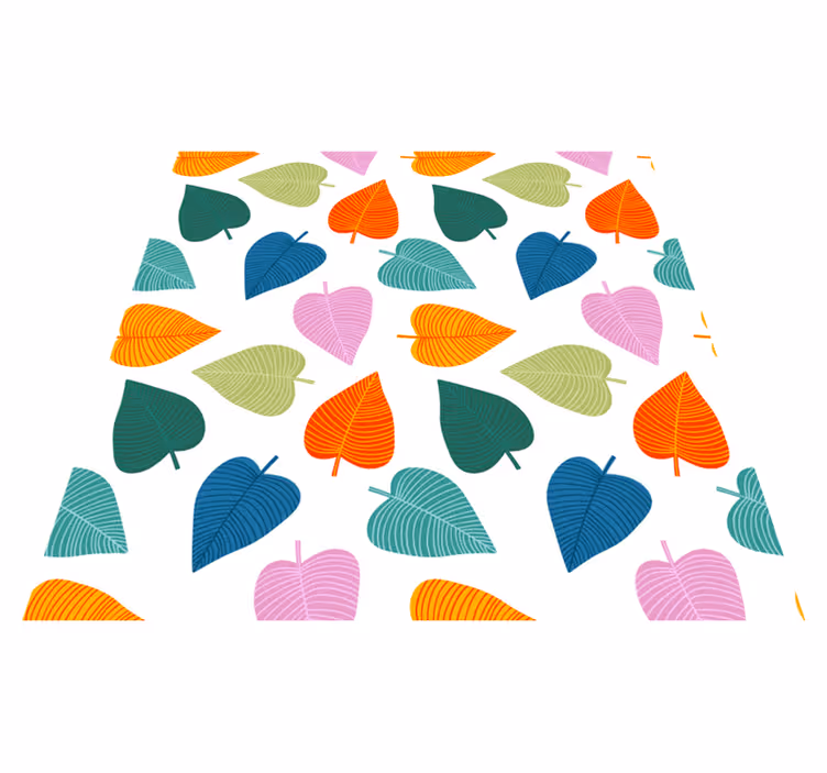 Flower vinyl rug with lively leaf patterns - TenStickers