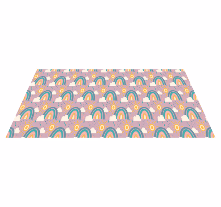 Flower vinyl rug in joyful colorful rainbows - TenStickers