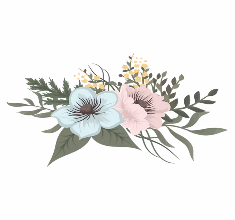 Flower vinyl rug botanical collection design - TenStickers