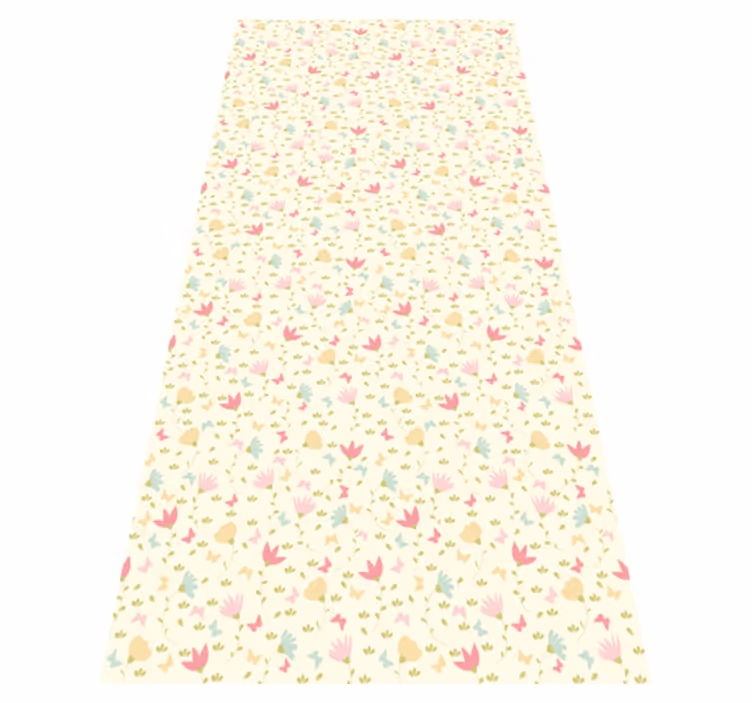 Flower vinyl rug with blossoms and butterflies - TenStickers