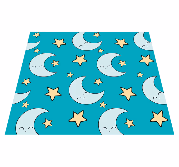Star vinyl rug with joyful blue moons - TenStickers