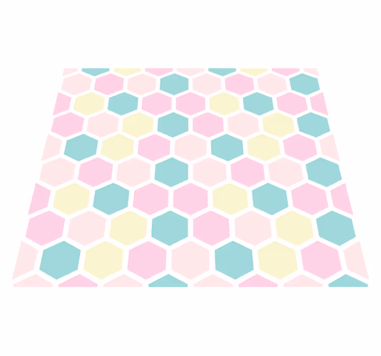 Geometric vinyl rug in soft hues and shapes - TenStickers