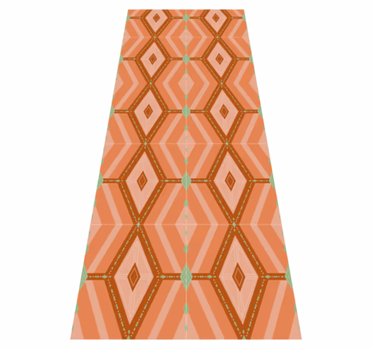 Geometric vinyl rug in 30s autumn hues - TenStickers