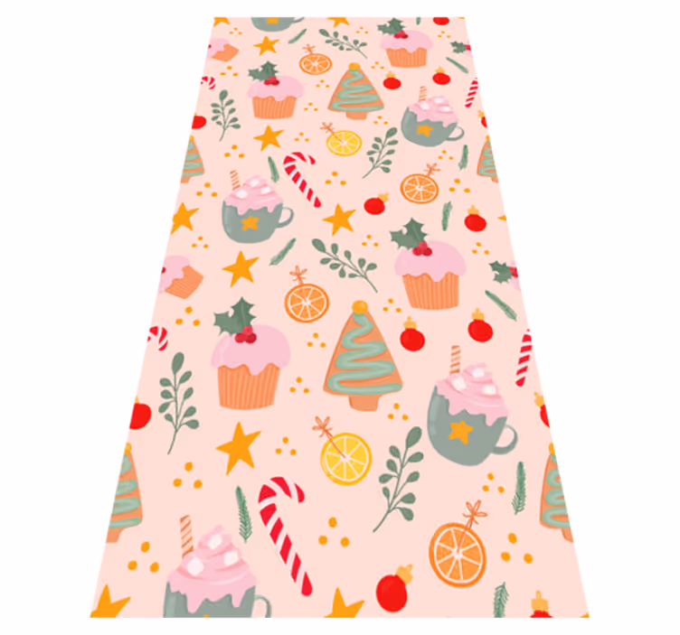 Christmas vinyl rug candy canes and christmas trees - TenStickers