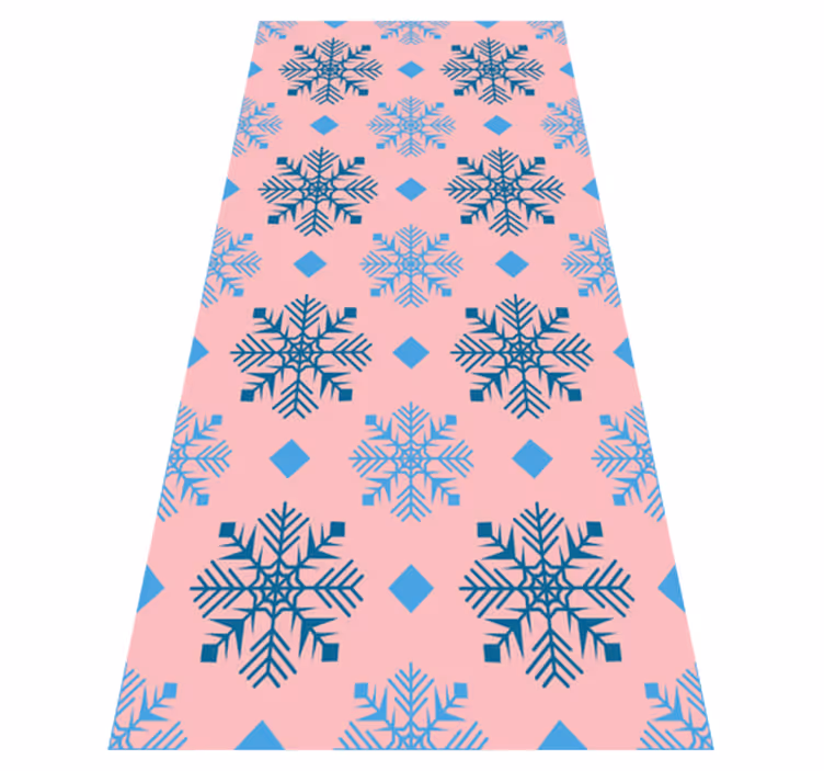 Christmas vinyl rug with pink and blue snowflakes - TenStickers