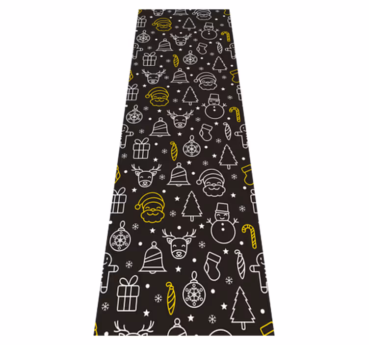 Christmas vinyl rug white and yellow pattern on black - TenStickers