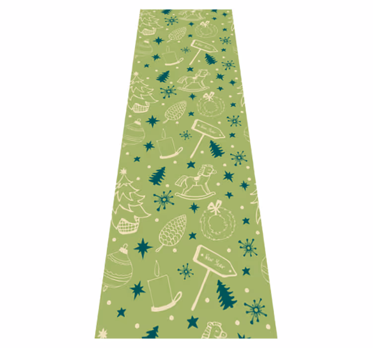Christmas vinyl rug with festive green backdrop - TenStickers