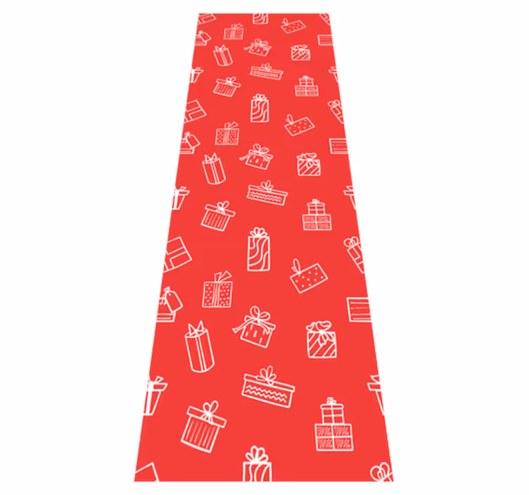 Christmas vinyl rug with white gifts on red background - TenStickers