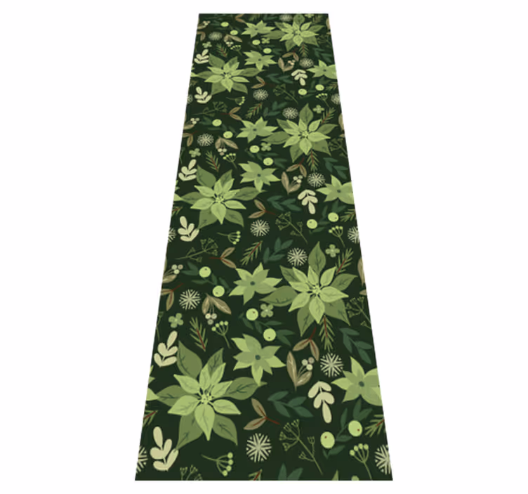 Christmas vinyl rug green flowers holiday decor - TenStickers