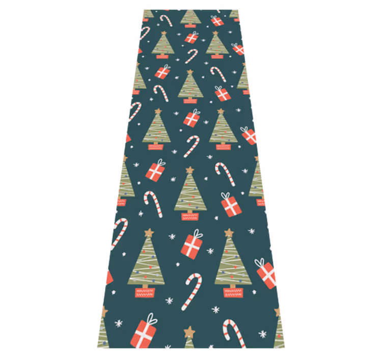Christmas vinyl rug colorful pattern with trees and gifts - TenStickers