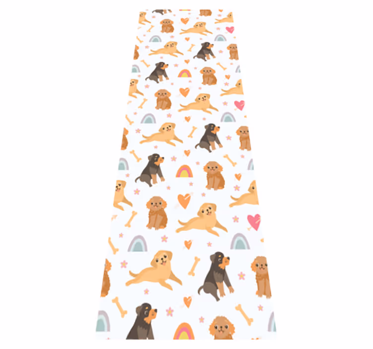 Bedroom vinyl rug with cute dog and rainbow design - TenStickers