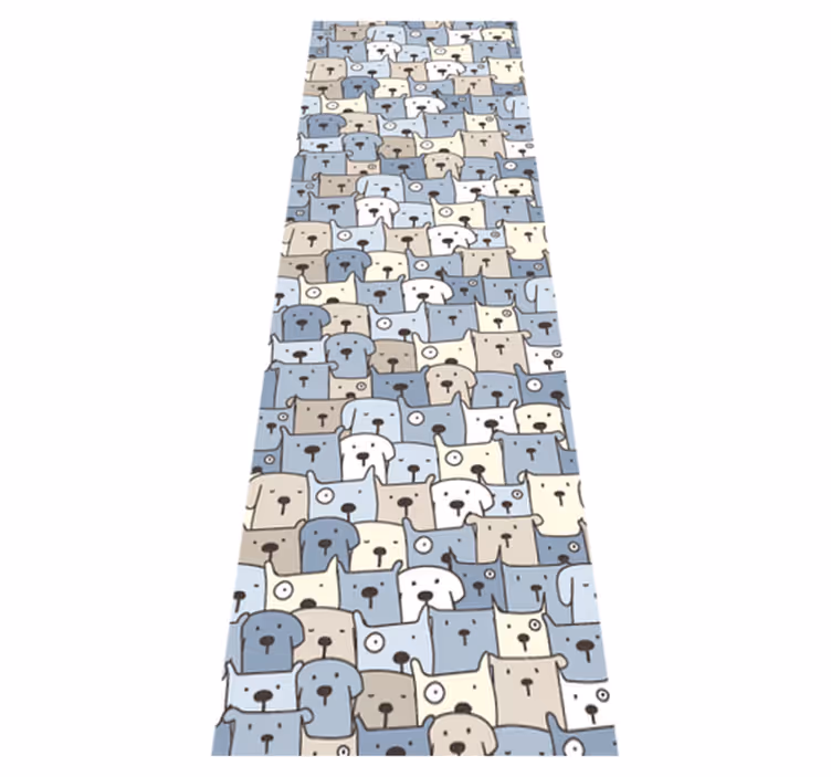 Bedroom vinyl rug with gray dog drawings - TenStickers