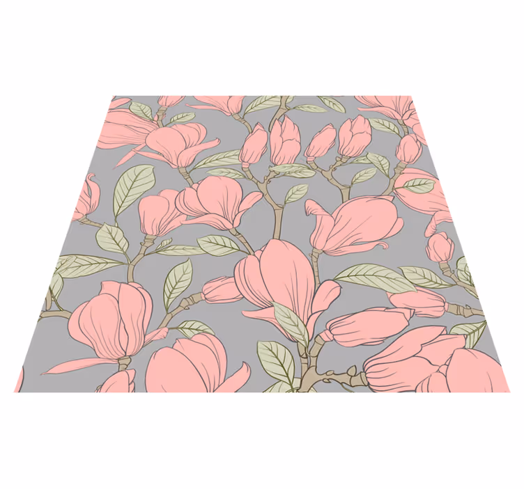 Bedroom vinyl rug with pink flowers and leaves - TenStickers