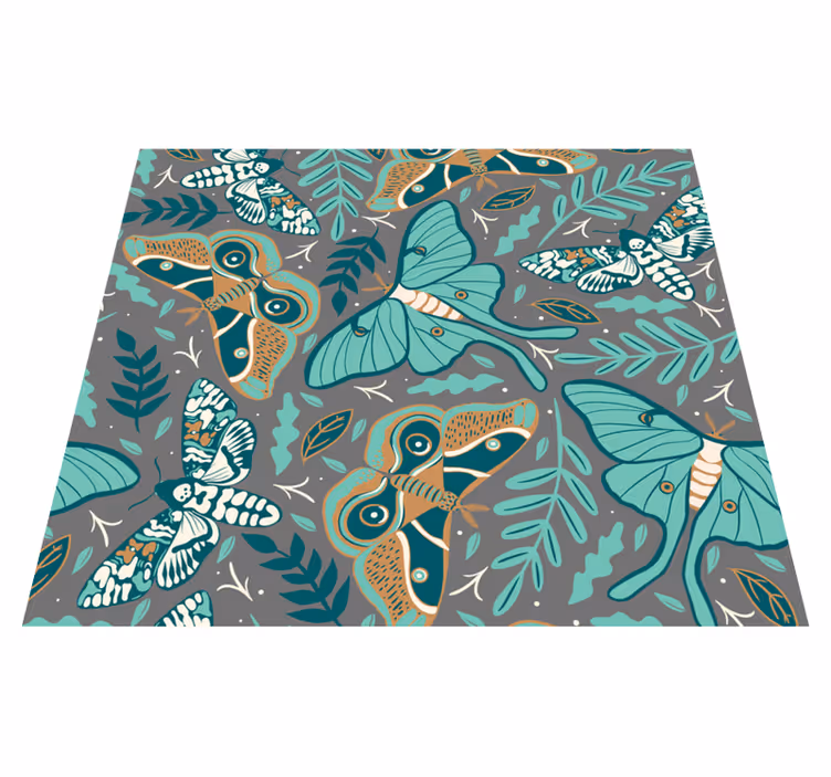 Green and blue butterflies bedroom vinyl rug - TenStickers