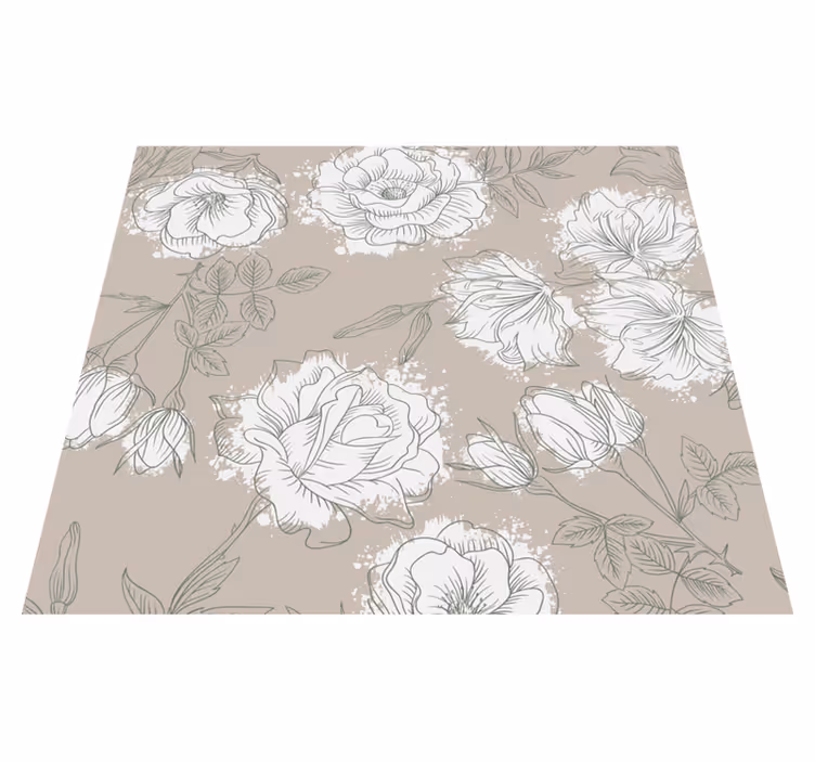 Bedroom vinyl rug with vintage style peonies - TenStickers