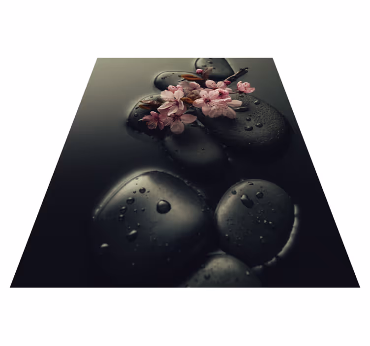 Nature vinyl rug for a zen stone bathroom - TenStickers