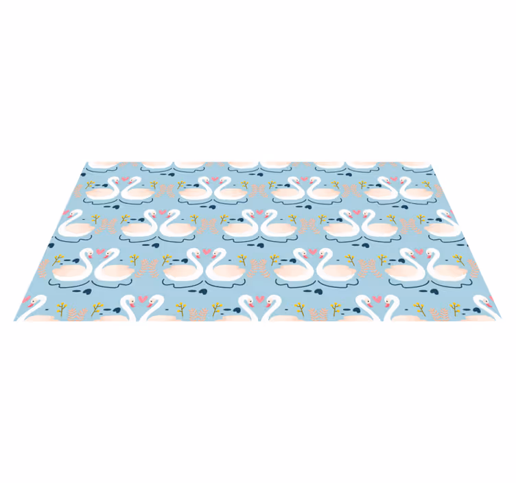 Nature vinyl rug with swans in love on blue - TenStickers