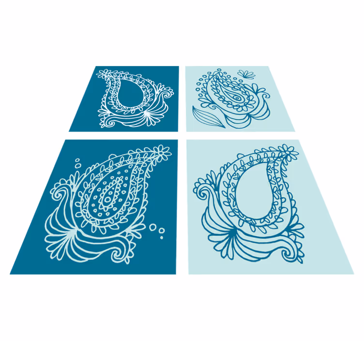 Nature vinyl rug with paisley pattern tiles - TenStickers