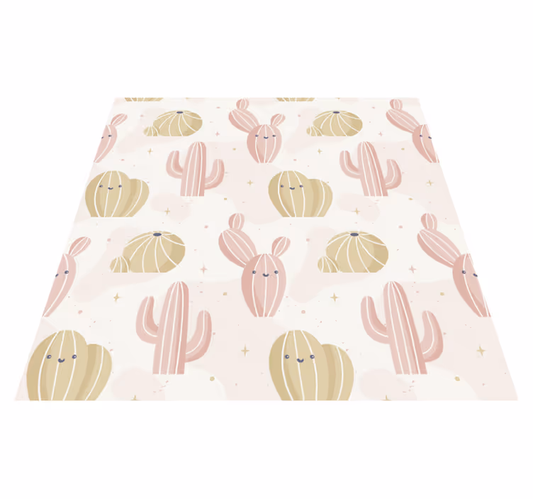 Nature vinyl rug with adorable cactus design - TenStickers