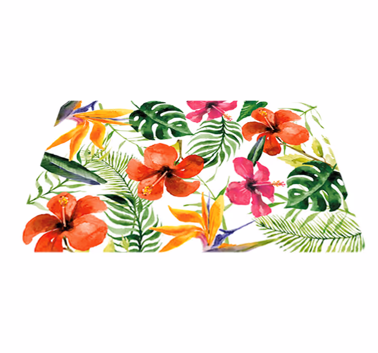 Flower vinyl rug portable monstera deliciosa stickers - TenStickers