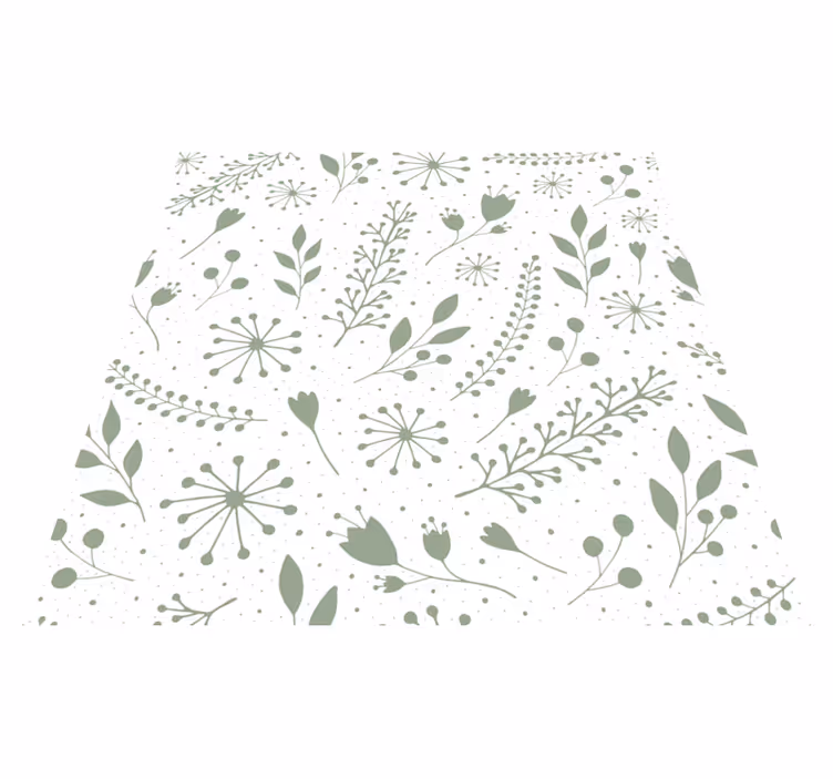 Flower vinyl rug with sweet green leaf design - TenStickers