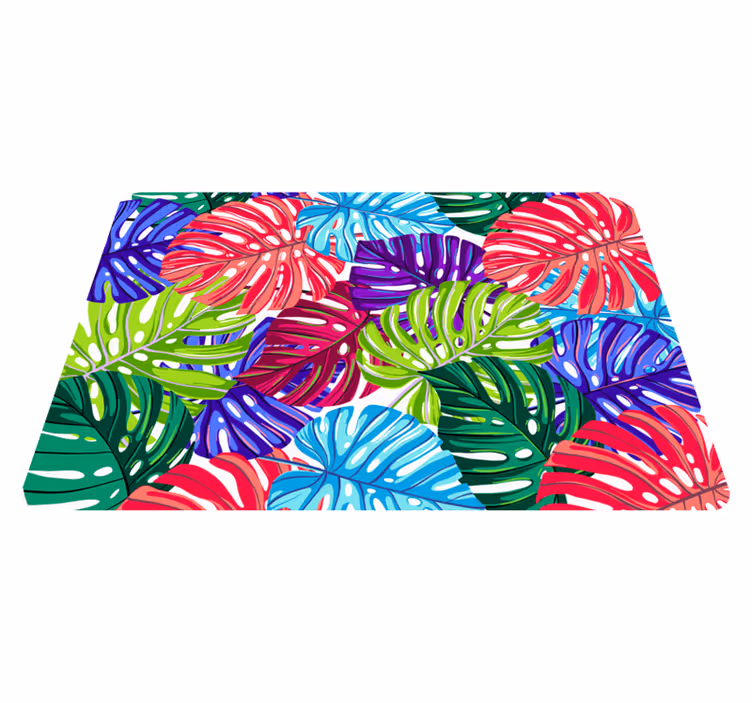 Monstera tropical flower vinyl rug - TenStickers