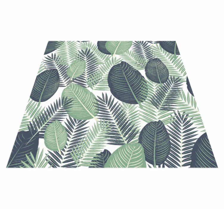 Flower vinyl rug with green jungle leaves - TenStickers
