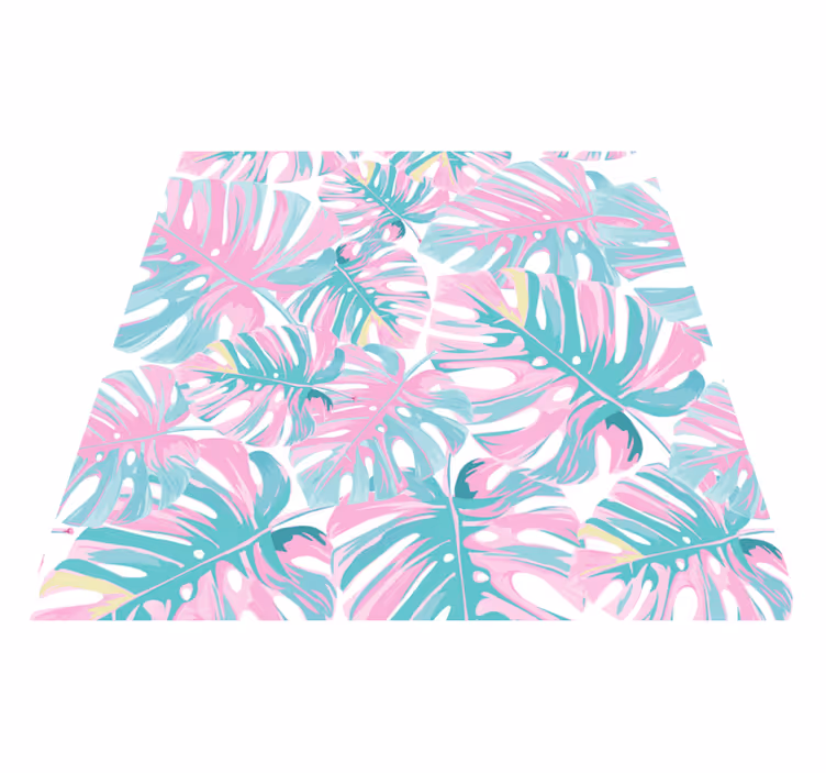 Flower vinyl rug monstera deliciosa pattern - TenStickers