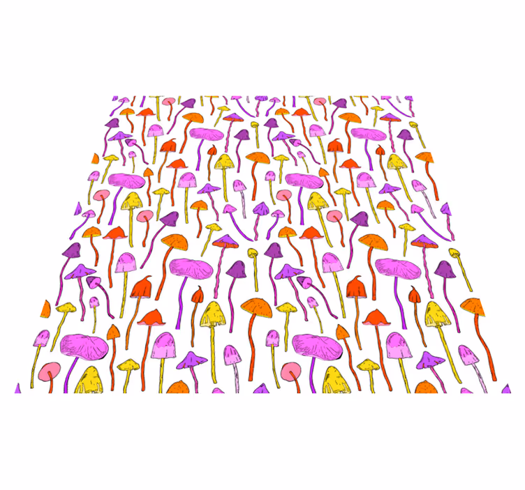 Flower vinyl rug with psychedelic mushroom pattern - TenStickers