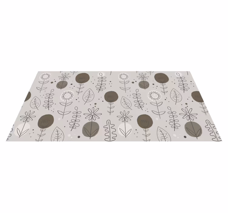 Flower vinyl rug in earthy tones design - TenStickers