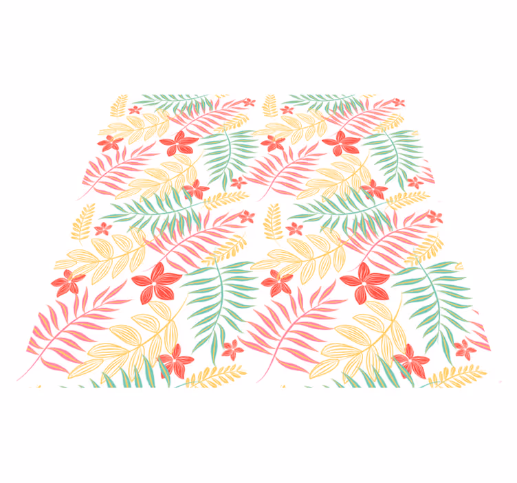 Flower vinyl rug with neon leaves design - TenStickers