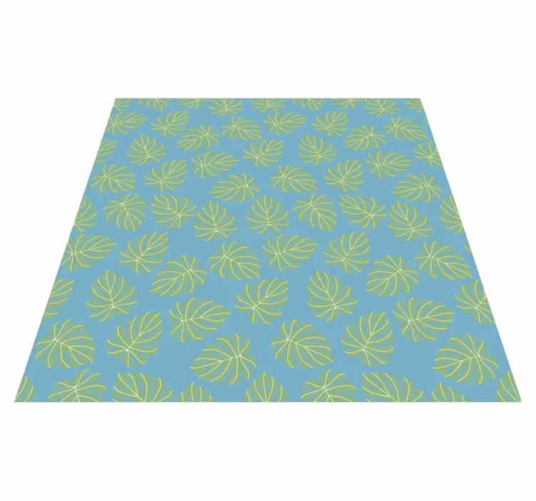 Flower vinyl rug with summertime green leaves design - TenStickers