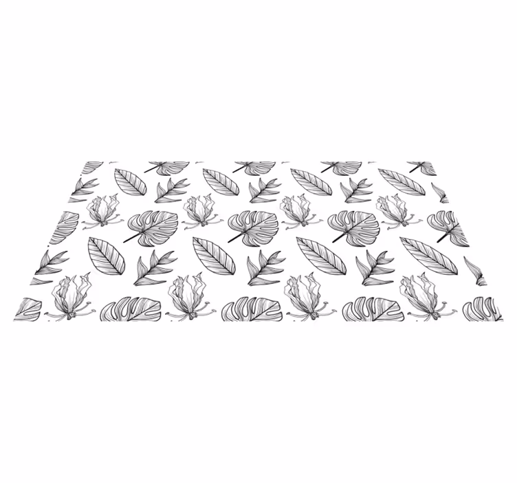 Flower vinyl rug in solid tropical leaves - TenStickers