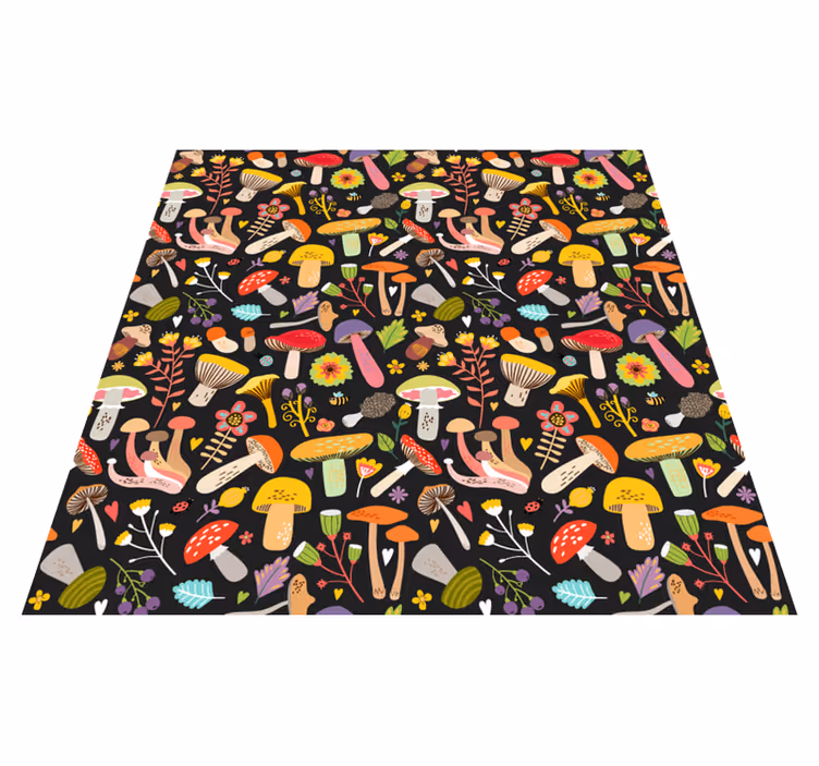 Flower vinyl rug with autumn mushrooms design - TenStickers