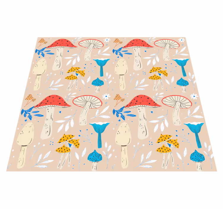 Flower vinyl rug with classic beige mushroom design - TenStickers