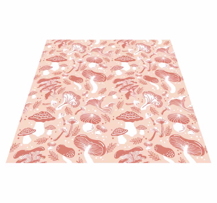 Flower vinyl rug with forest mushrooms on beige - TenStickers