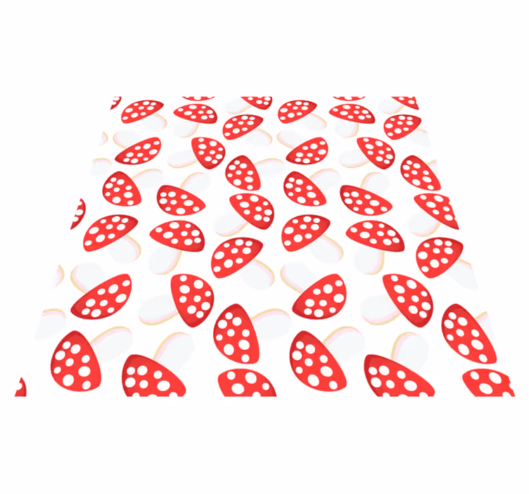 Flower vinyl rug with classical mushrooms on white - TenStickers