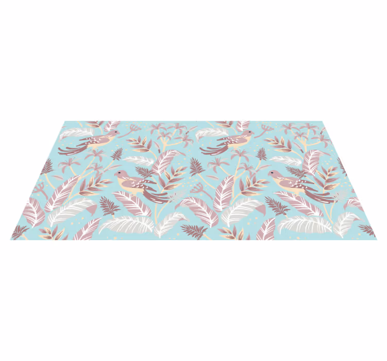 Flower vinyl rug in blue and pink floral design - TenStickers