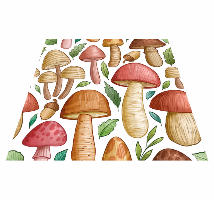 Flower vinyl rug with colorful mushroom design - TenStickers
